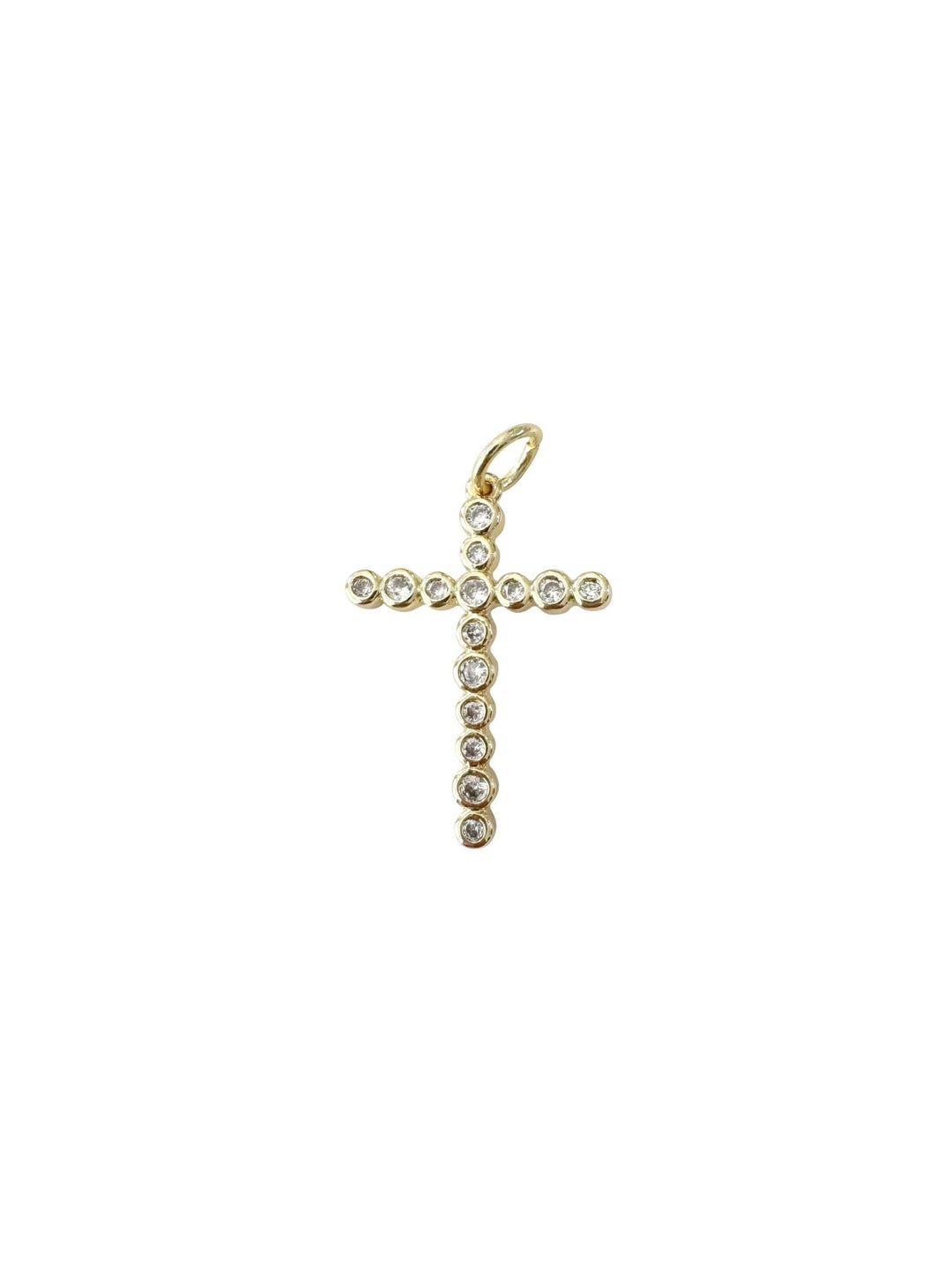 Gold CZ Cross Scarf Charm - Bezel Cross - obligato