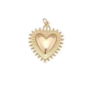 Gold Heart with Ridges Charm: Gold - obligato