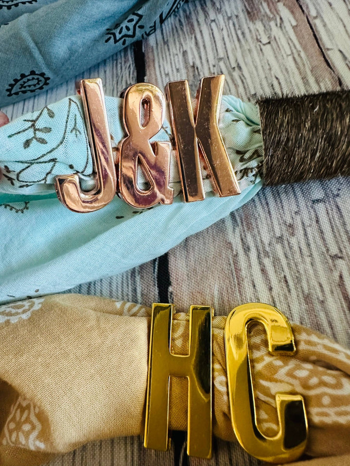 Gold Large Letter Bandana Slides: L - obligato