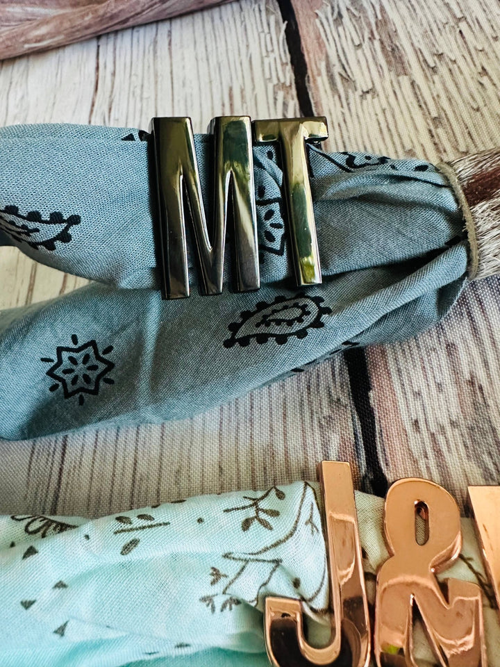 Gold Large Letter Bandana Slides: V - obligato