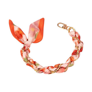 Gold Phone Chain with Scarf Orange Watercolor - Short JJ - obligato