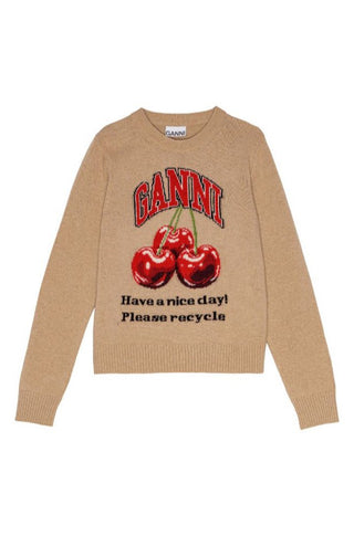 Graphic Wool Mix Cherry Crewneck - obligato