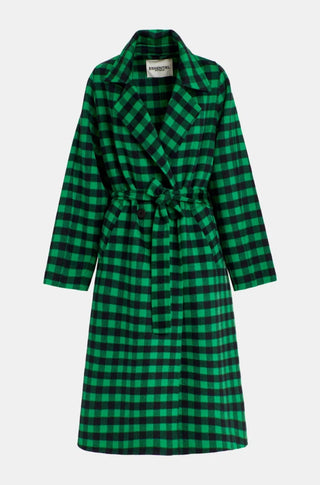 Green and navy blue checked wool coat - obligato