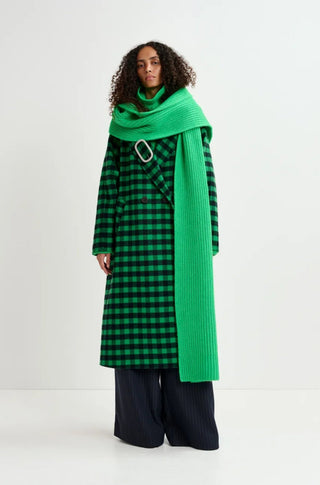 Green and navy blue checked wool coat - obligato