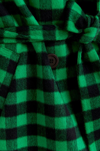 Green and navy blue checked wool coat - obligato