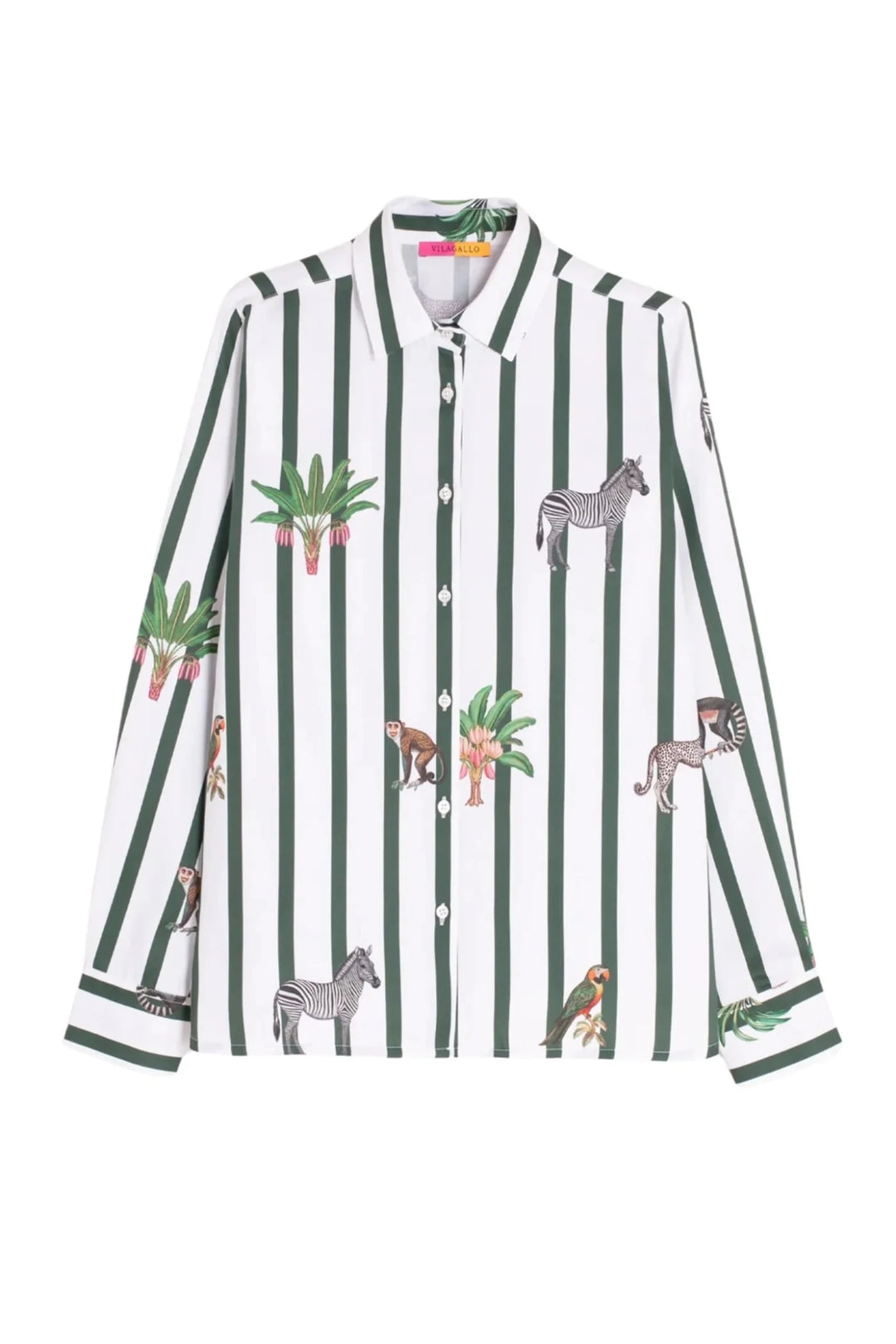 Green Striped Jungle Animals Shirt - obligato