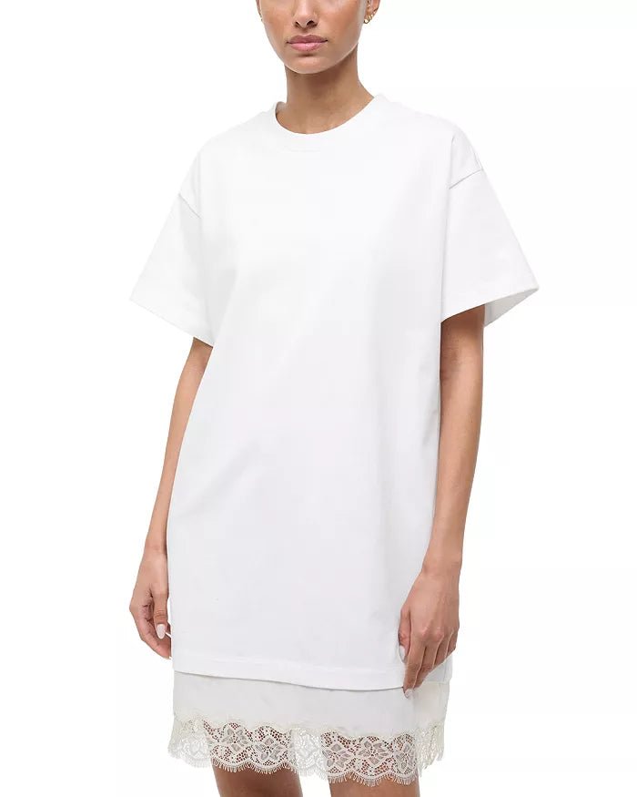 Grier Lace Hem Dress in Ivory - obligato