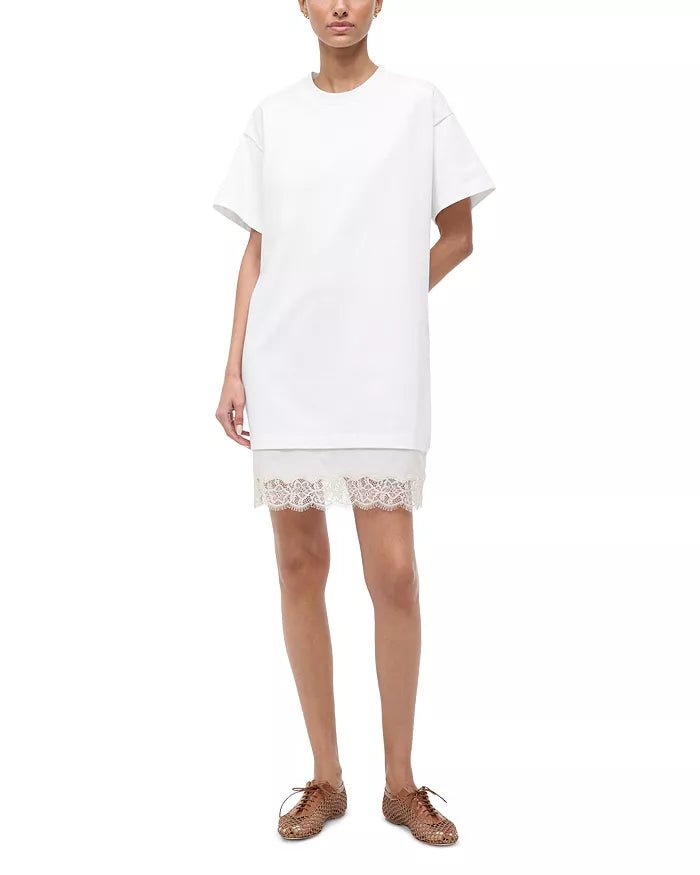 Grier Lace Hem Dress in Ivory - obligato