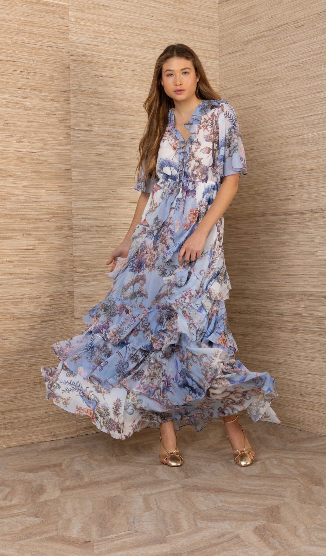 Hale Bob Short Short Sleeve V Neck Maxi - obligato