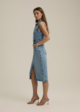 Halter City Santa Barbara Denim Dress - obligato