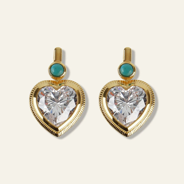 HART Bezel Heart Earrings with Turquoise - obligato