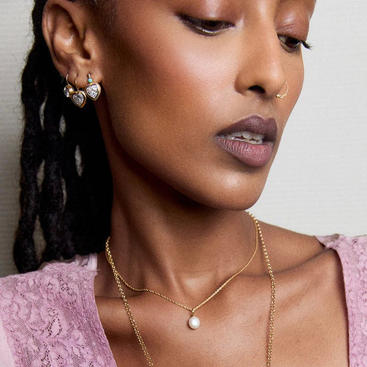 HART Bezel Heart Earrings with Turquoise - obligato