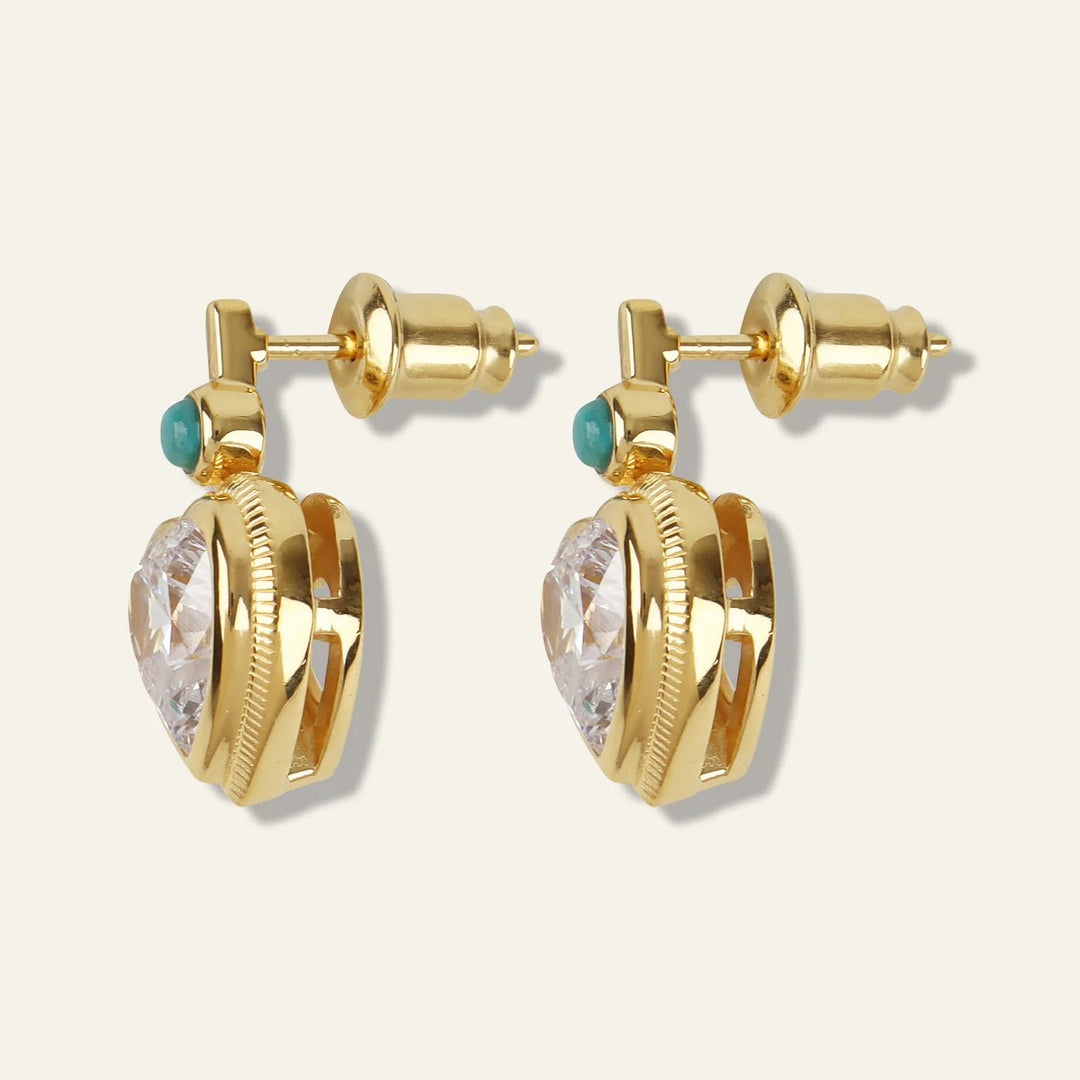 HART Bezel Heart Earrings with Turquoise - obligato
