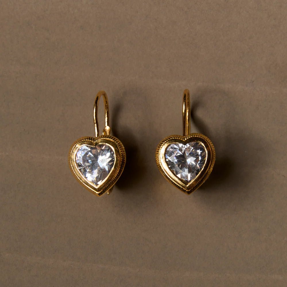 HART Bezel Heart Earrings with Turqupise - obligato