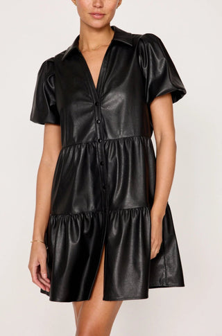 Havana Vegan Leather Mini Dress - obligato