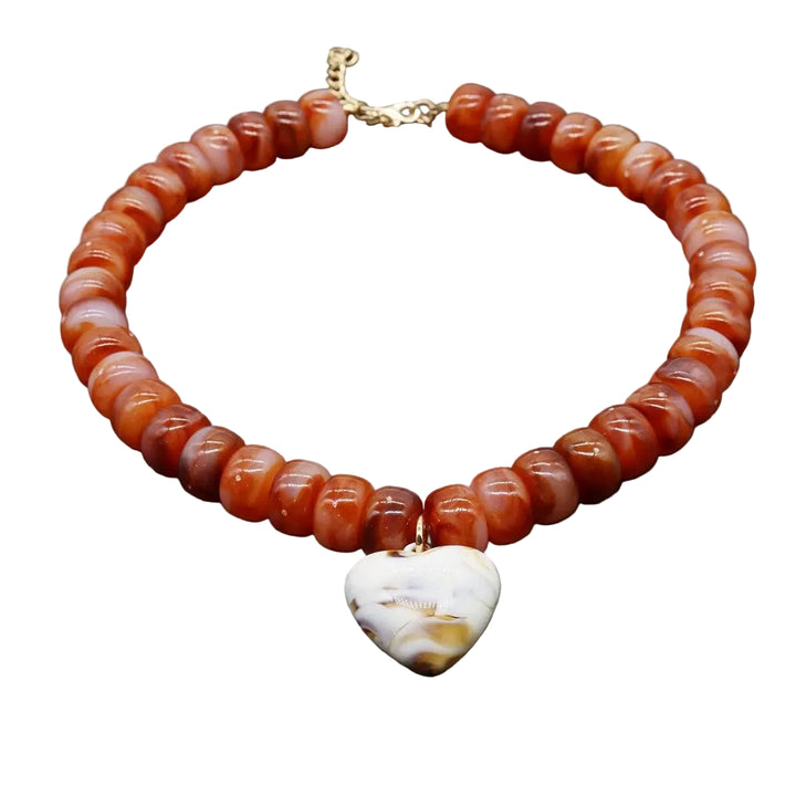 Heart-Pendant Beaded Necklace - obligato