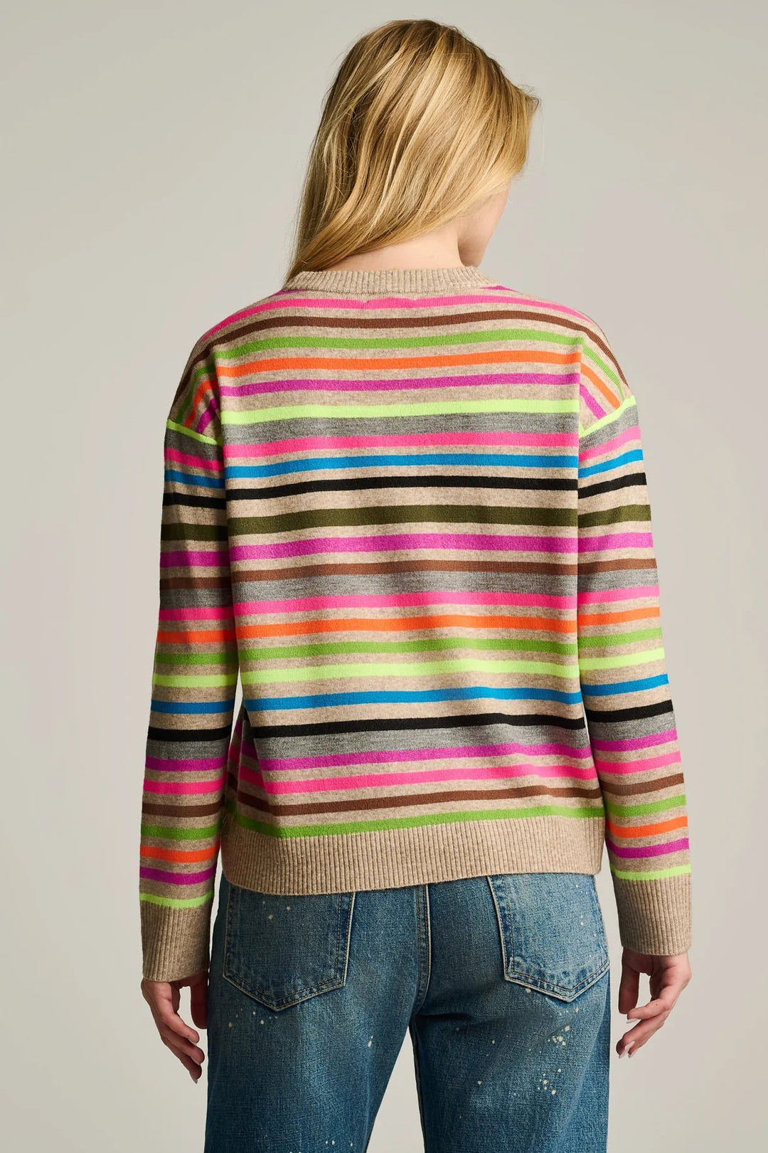 Hype the stripe sweater in Oat Multi - obligato