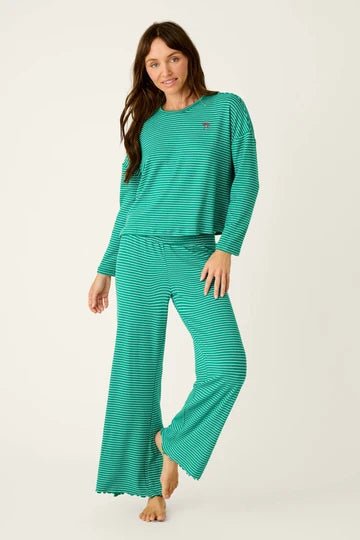 Icon Stripes Green Long Sleeve PJ Set - obligato