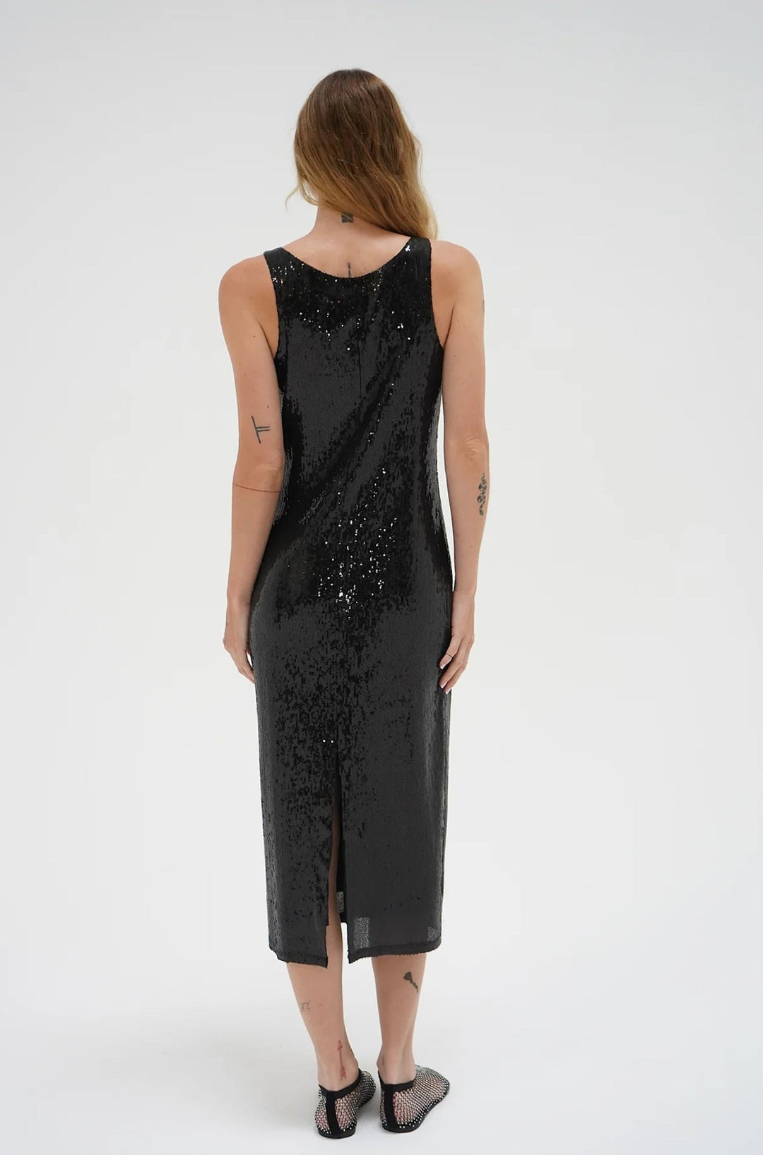 Iman Sequin Slip Dress in Black Sequin - obligato