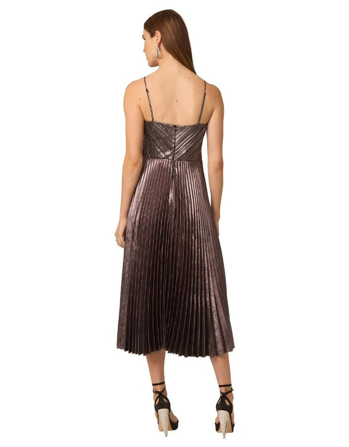 Indie Dress in Silver Metallic Pleating - obligato
