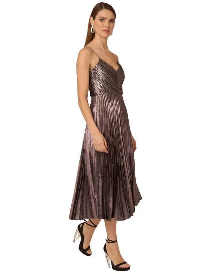 Indie Dress in Silver Metallic Pleating - obligato