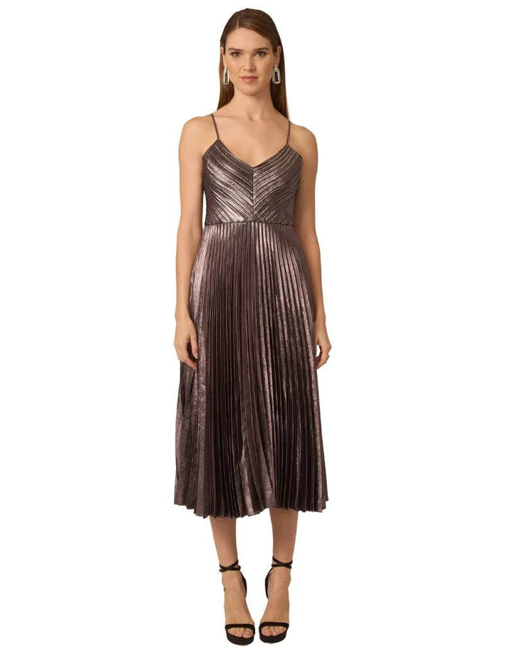 Indie Dress in Silver Metallic Pleating - obligato