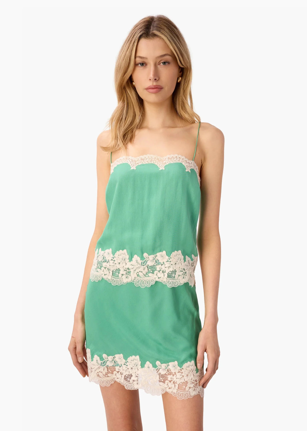 Inez Silk Mini Skirt in Meadow - obligato