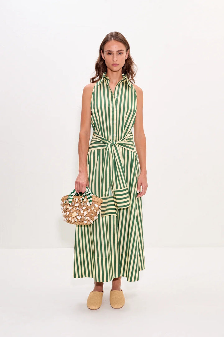 inna sleeveless poplin dress in gummy green - obligato
