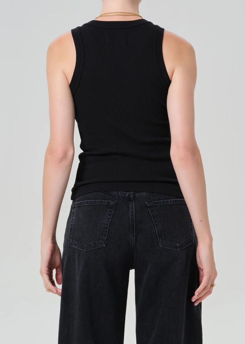 Isabel Rib Tank in Black - obligato