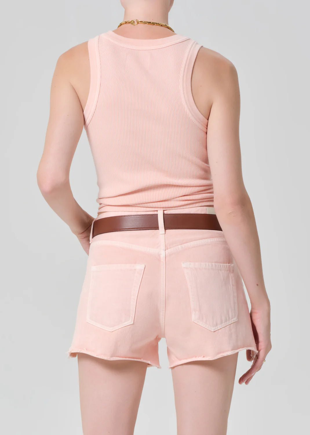 Isabel Rib Tank in Melon Creme - obligato
