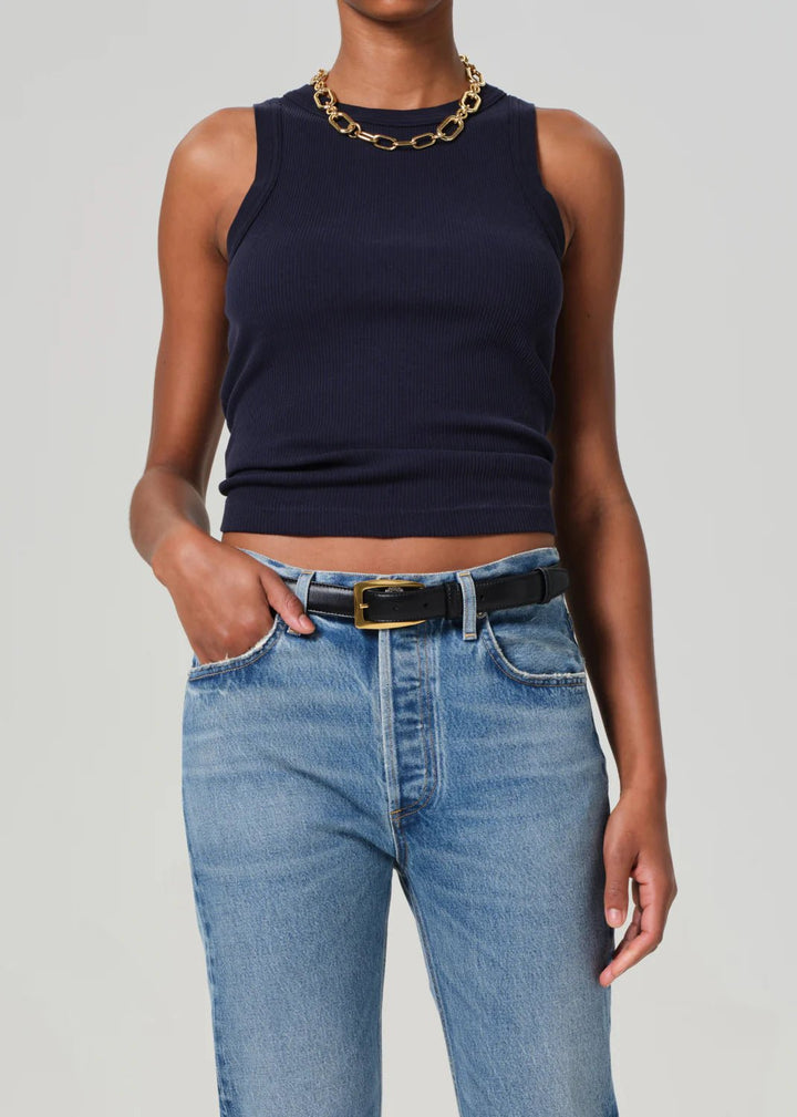 Isabel Rib Tank in Navy - obligato