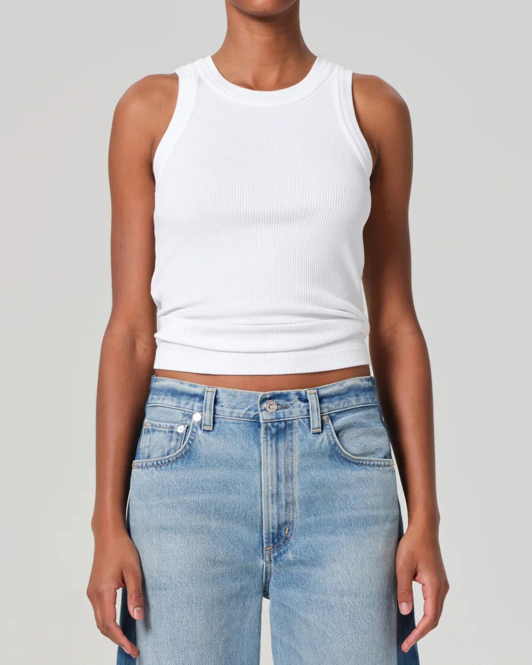 Isabel Rib Tank in White - obligato