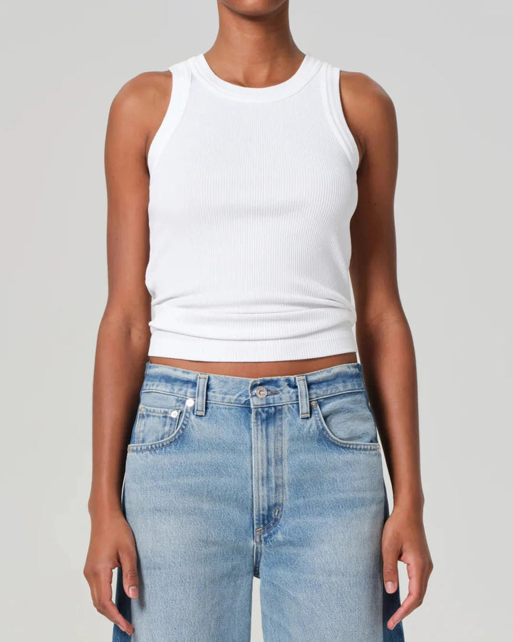 Isabel Rib Tank in White - obligato