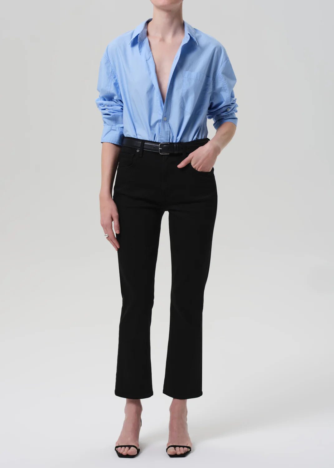 Isola Cropped Boot Jean in Plush Black - obligato