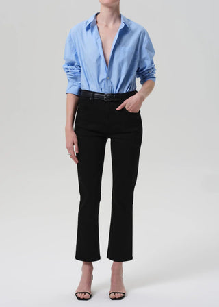 Isola Cropped Boot Jean in Plush Black - obligato