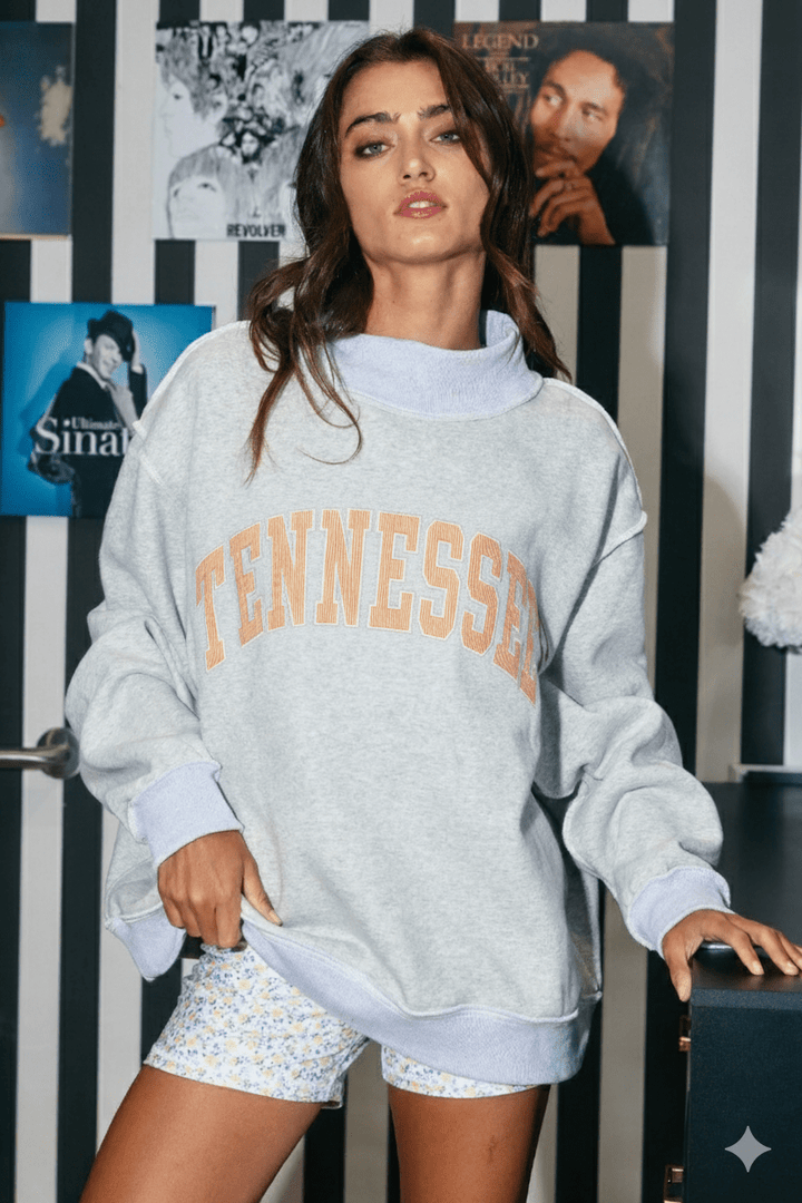 IT2594E - TENNESSEE1 'Tennessee' Embroidery Sweatshirt: H.GREY - STRIPE / S/M - L/XL (3 - 3) - obligato