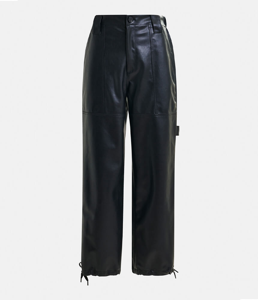 Itao Faux Leather Black Pants - obligato
