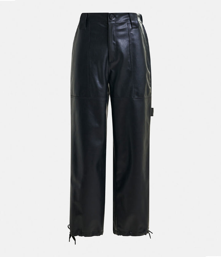 Itao Faux Leather Black Pants - obligato