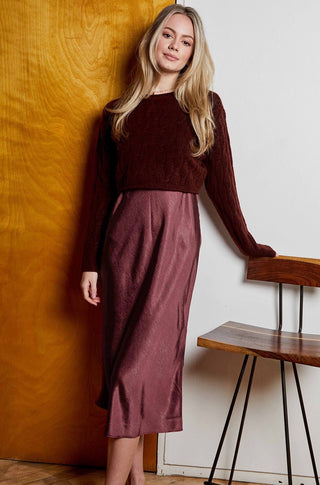 Jac Sweater Dress Combo in Mahogany - obligato