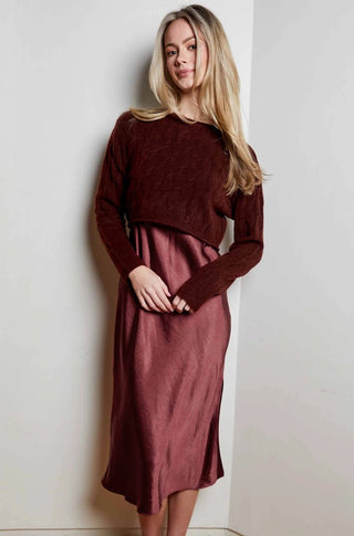 Jac Sweater Dress Combo in Mahogany - obligato