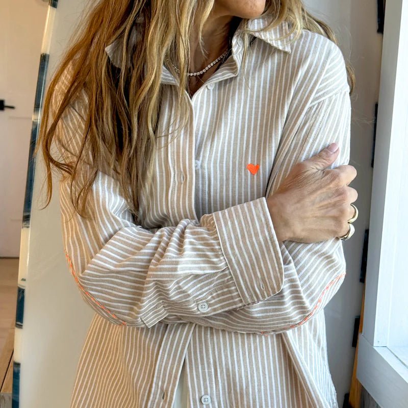 Jack Linen Stripe Shirt in Oak - obligato