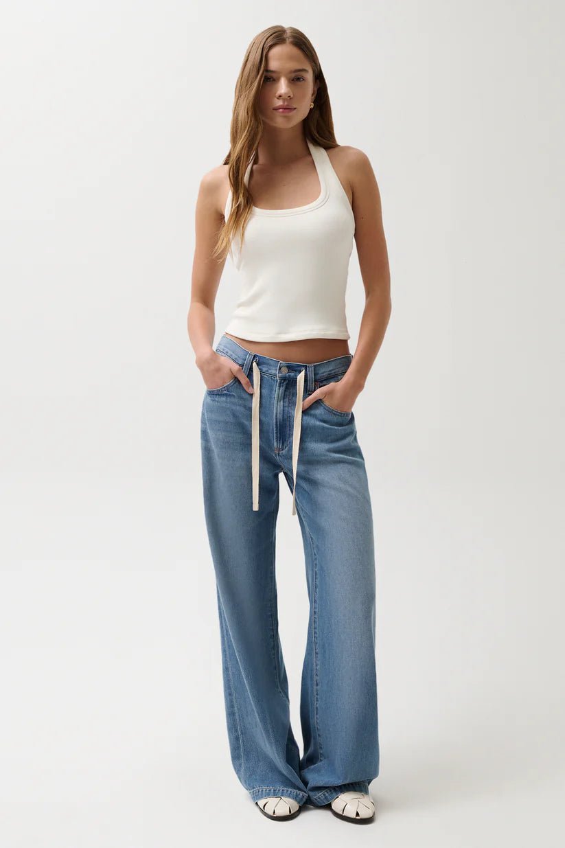 Jadyn Mid Rise Drawstring Palazzo Jean - Expanse - obligato