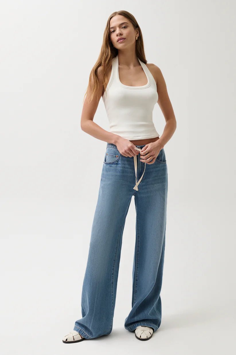 Jadyn Mid Rise Drawstring Palazzo Jean - Expanse - obligato