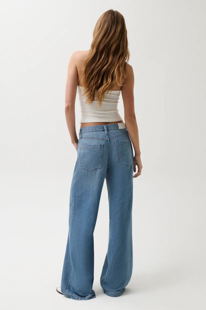 Jadyn Mid Rise Drawstring Palazzo Jean - Expanse - obligato