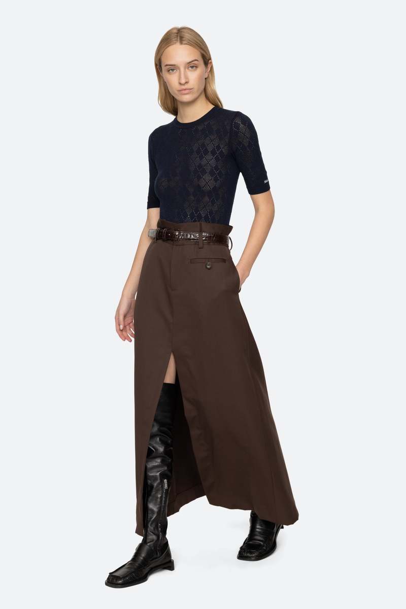 Jane argyle short sleeve sweater in Navy - obligato