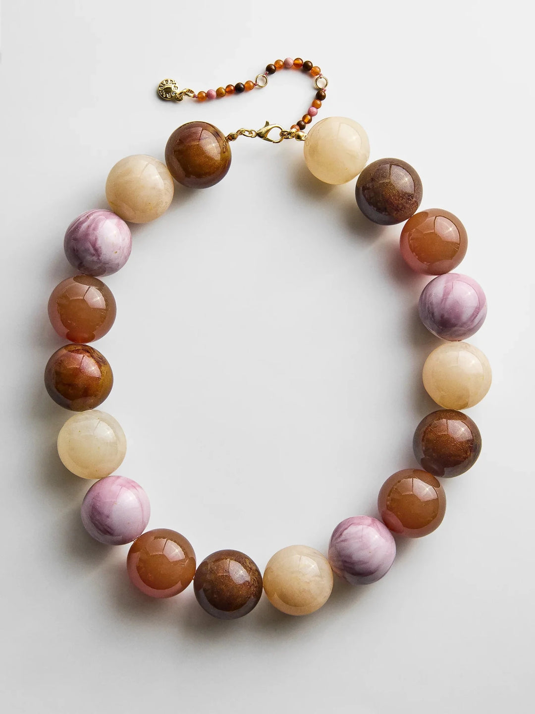 Jane Beaded Necklace in Brown Multi - obligato