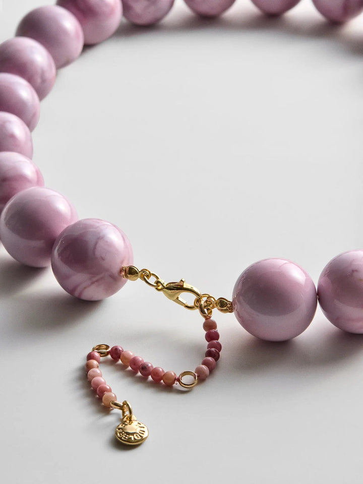 Jane Beaded Necklace in Smoky Rose Quartz - obligato