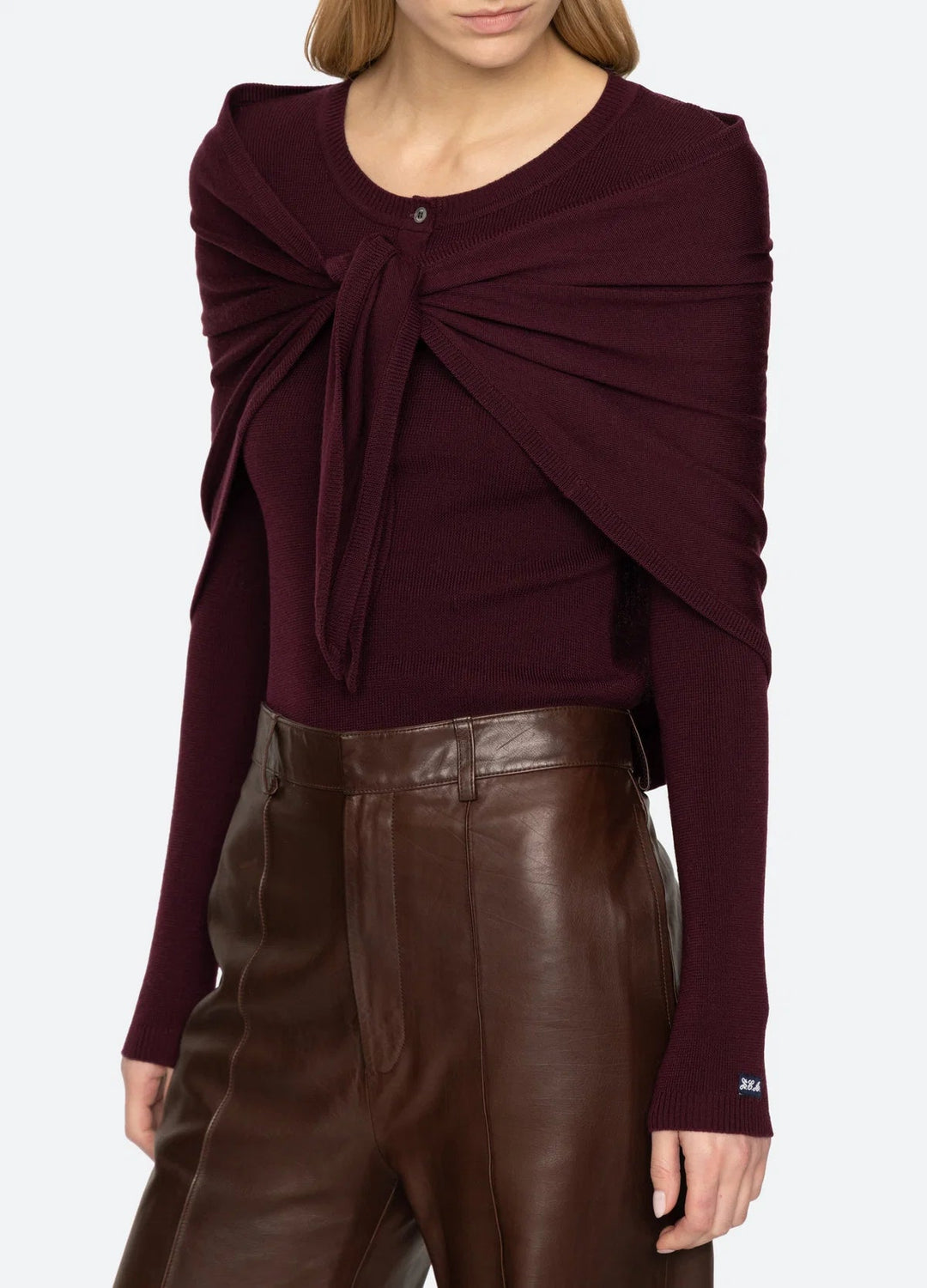 Jane Henley Sweater w/ Scarf - obligato