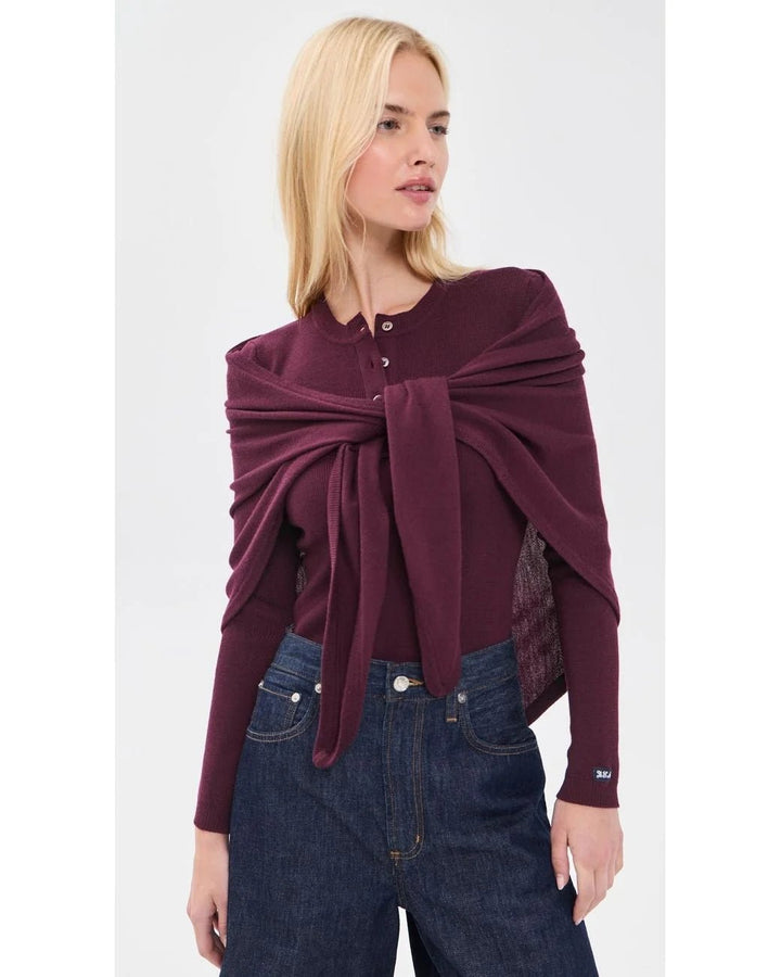 Jane Henley Sweater w/ Scarf - obligato