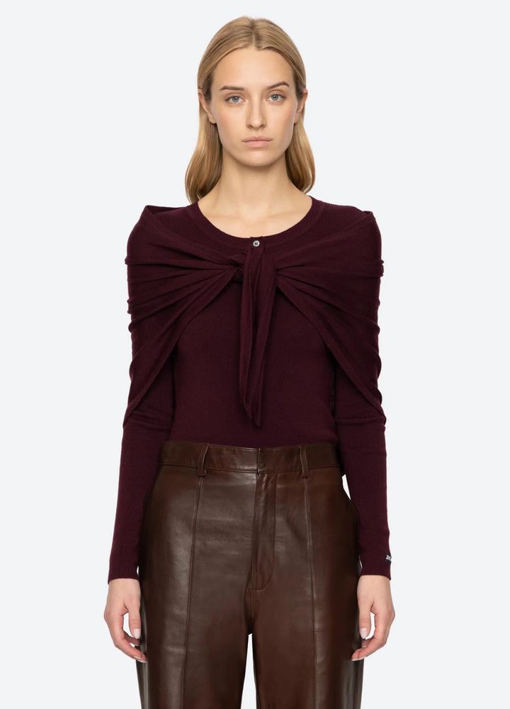 Jane Henley Sweater w/ Scarf - obligato